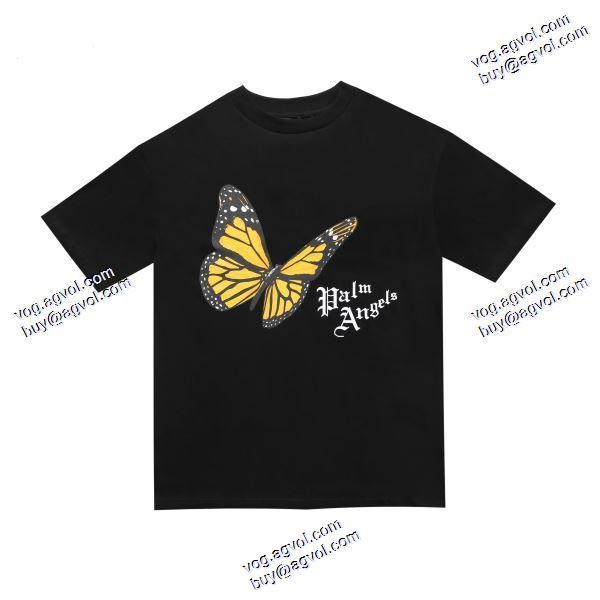 2色可選 重宝するアイテムパーム エンジェルス Palm Angels コピーブランド バタフライロゴプリント半袖Tシャツ 2020秋冬 半袖Tシャツ